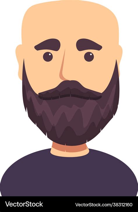 Bald Dark Haired Man With Beard Icon Cartoon Vector Image