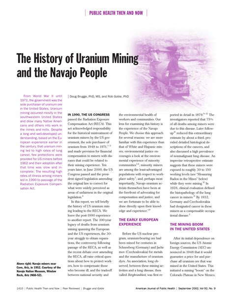 Pdf The History Of Uranium Mining And The Navajo People