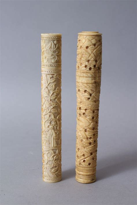 Sold Price Two Good 19th Century Chinese Canton Carved Ivory Needle