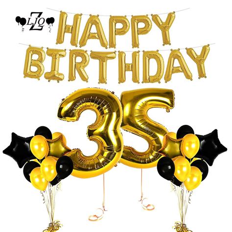 Zljq 35th Birthday Decorations Happy Bday Banner Party Kit Pack B Day