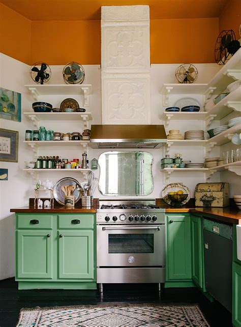 Browse our collection of the best kitchen cabinets in new orleans from brands like b.jorgsen, findley & myers and you'll be amazed by prices that are up to 40% lower than big box stores. love the green cabinets and open shelving in this kitchen ...