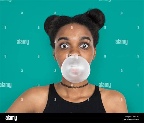 African Woman Blowing Bubble Gum Hi Res Stock Photography And Images