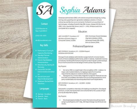 Teal Resume Template Cover Letter Template Instant Download Cover
