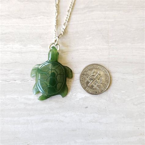 Large Genuine Jade Turtle Pendant Necklace Natural Jade Etsy