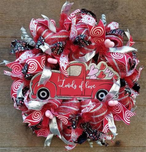 Valentine Truck Wreath Valentine Wreath Deco Mesh Wreath Valentine