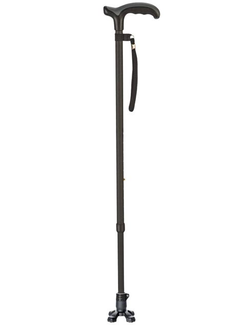 Light Metal Walking Stick In Black Structured With Derby Grip Comfort
