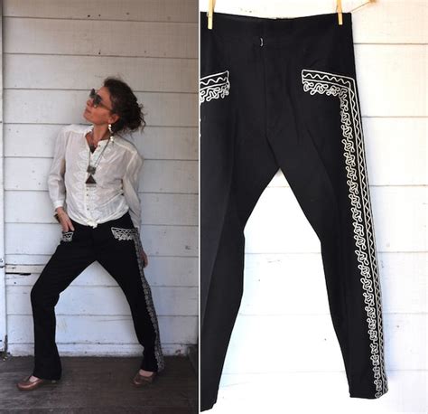 Vintage Wool Embroidered Mariachi Pants Mexican By Italavintage