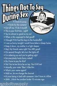 Poster Comical Things Not To Say During Sex Free Shipping