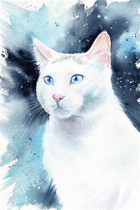 Stash White Cat Painting Painting By Dora Hathazi Mendes Pixels