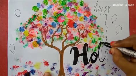 Happy Holi Drawing Idea Holi Drawing Poster Colorful Holi Tree Tree