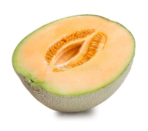 Orange Cantaloupe Melon Isolated Stock Image Image Of Single Fruit