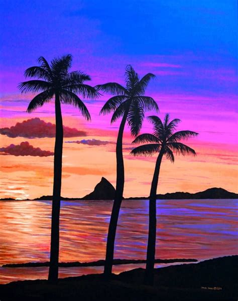 Hawaiian Sunset Painting Sunset Canvas Painting Sunset Painting Easy
