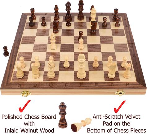 15”x15” Magnetic Wooden Chess And Checkers Set Pawnson Creations Store
