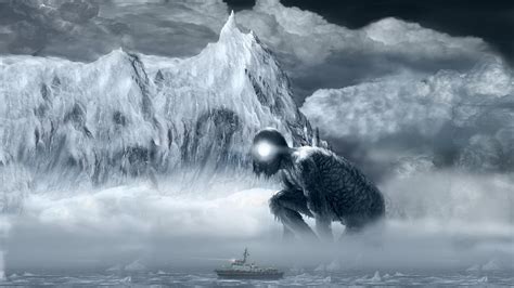 Digital Art Mountain Clouds Ship Creature Fantasy Art Wallpapers