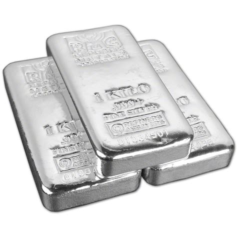 Three 3 Kilo 3215 Oz Rmc Silver Bar Republic Metals Corp Pour