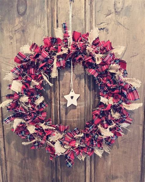 Gorgeous Rustic Tartan And Hessian Handmade Wreath Handmade Wreaths