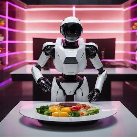 Premium Ai Image Robot Ai In The Kitchen And Try To Eat Food