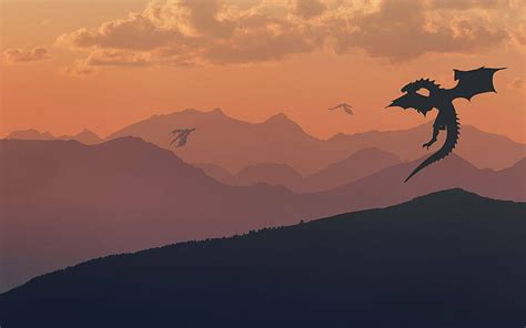 Hd Wallpaper Clouds Dragon Fantasy Art Landscape Mountains