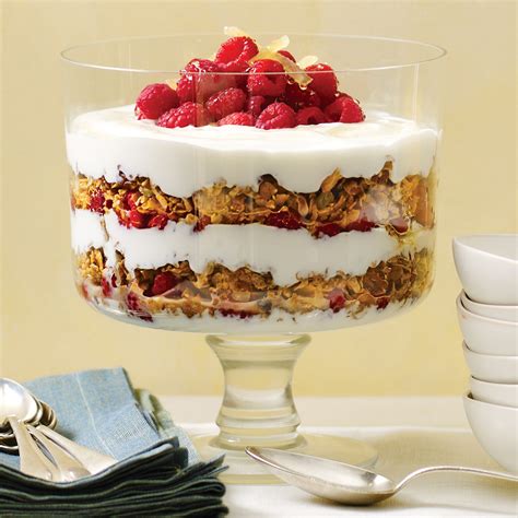 Yogurt Parfait With Granola Raspberries And Candied Ginger Recipe