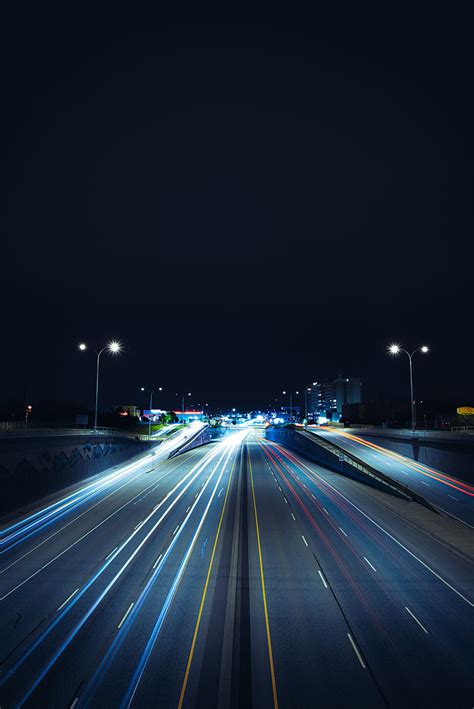 Road Long Exposure Night Glow Lights Hd Phone Wallpaper Peakpx