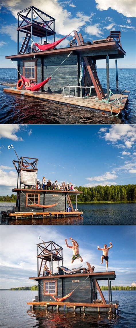 Custom built to meet your specifications. Finland's Floating Sauna | Balsa flotante, Casa flotante y ...