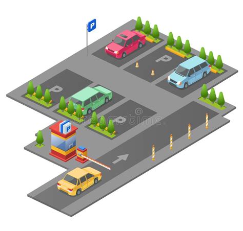 Parking Lot Isometric 3d Illustration For Construction Design Of Cars
