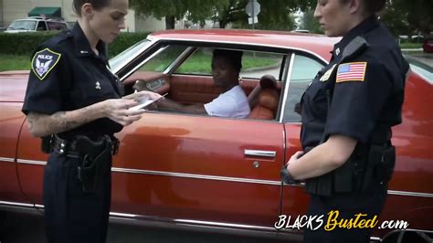 black has interracial threesome with busty cops in uniform on parking lot eporner