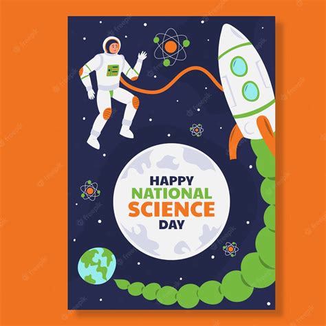 Free Vector Flat National Science Day Vertical Poster Template