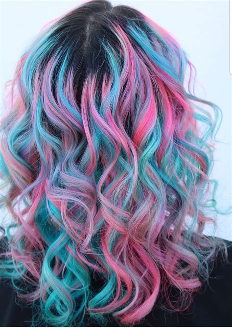 Love This Pink And Blue Hair The Curls Really Make The Color Pop