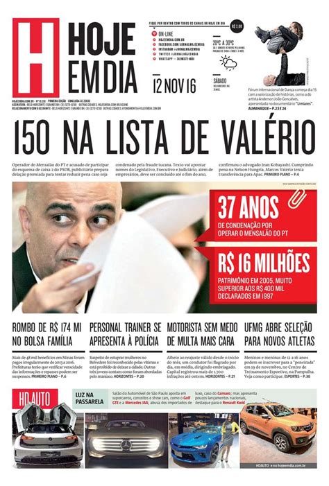 capa do dia 12 11 2016 hojeemdia jornal notícias news newspaper jornalismo jornal hoje