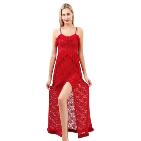 Red Night Dress Woman Nighty For Bride Romantic Modern Night Suit For Honeymoon 1 Online