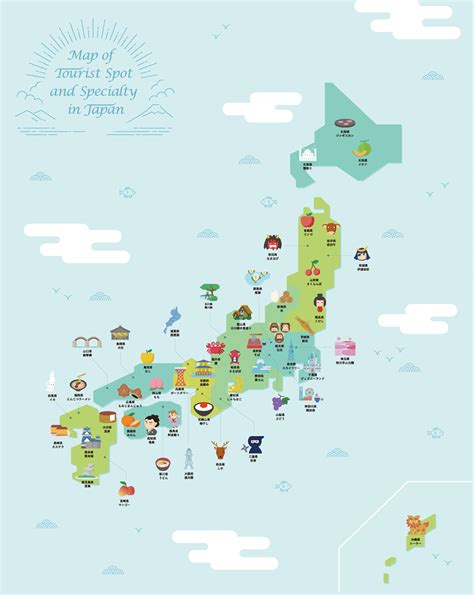 Map Of Tourist Spot And Specialty In Japan On Behance