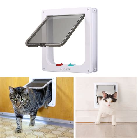 Large Cat Door, 4 Way Locking Cat Flap Door for Interior ...