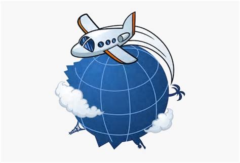 Travel Around The World Cartoon Airplane Flying Around The World