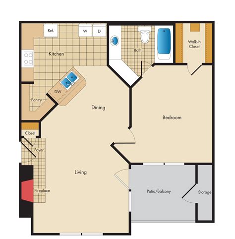 One Bedroom One Bath Patio Cottage Floor Plans House Layouts