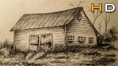 I did like some of the first try, so i traced parts of it. How to draw a Landscape with pencil Step by Step - Barn in ...