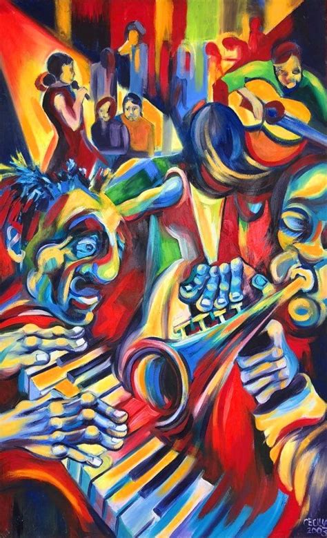 The Jazz Band Painting By Cecilia Ferreira Artmajeur