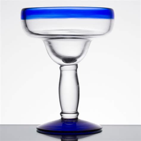 Libbey 92308 Aruba 12 Oz Margarita Glass With Cobalt Blue Rim And Base 12 Case