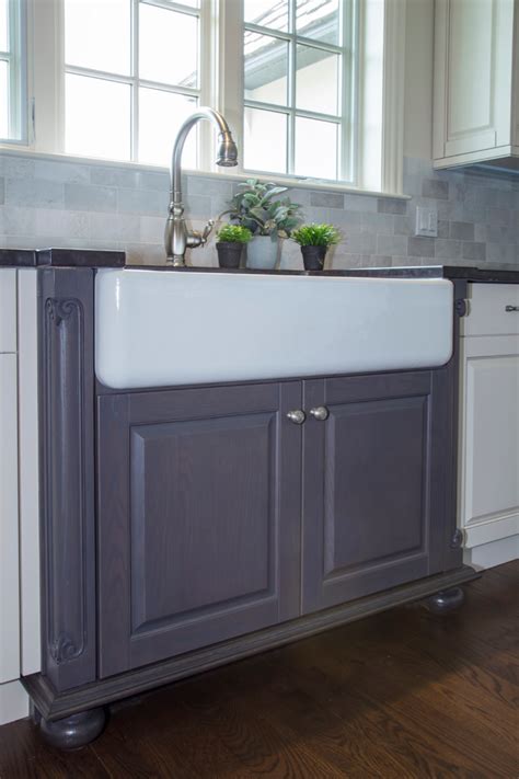 Great savings free delivery / collection on many items. Gray Sink Cabinet with Bun Feet (close-up) and Farmhouse ...