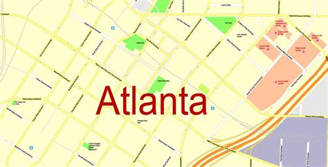 Atlanta Pdf Map Georgia Us Exact Vector Map Street G View City Plan