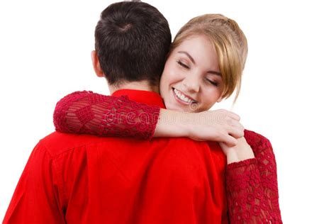 Girl Hugging Boyfriend Romantically Stock Photo Image Of Grateful
