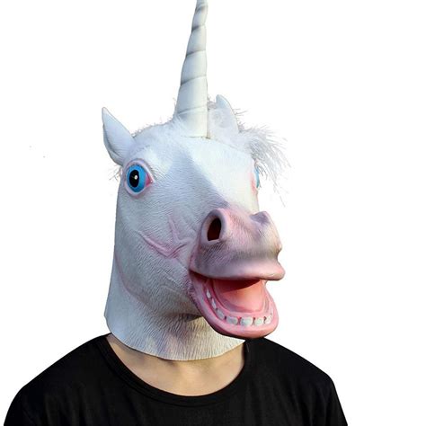 Unicorn Head Mask Latex Prop Animal Cosplay Costume Rubber Party