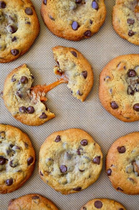 I've gotten so many compliments on these. Caramel-Stuffed Chocolate Chip Cookies Recipe