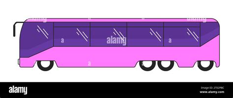 City Bus Public Transport 2d Linear Cartoon Object Stock Vector Image