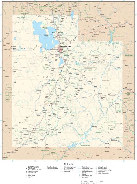 Utah Detailed Map In Adobe Illustrator Vector Format Detailed