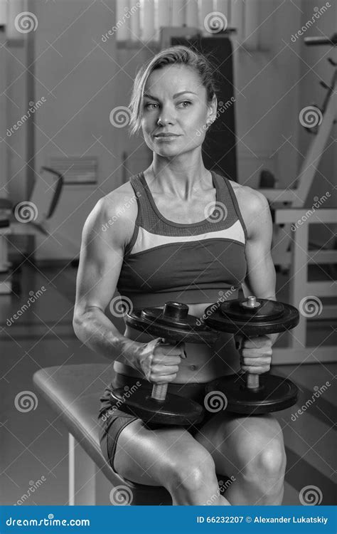 Beautiful Girl At The Gym Doing Exercises Stock Image Image Of Caucasian Outfit 66232207