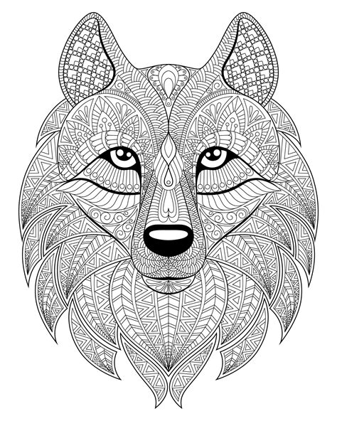 Coloriage Mandala Loup A Imprimer Impression Mandala Tête De Loup