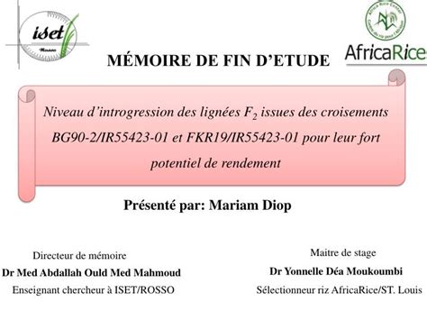 Ppt MÉmoire De Fin Detude Powerpoint Presentation Free Download