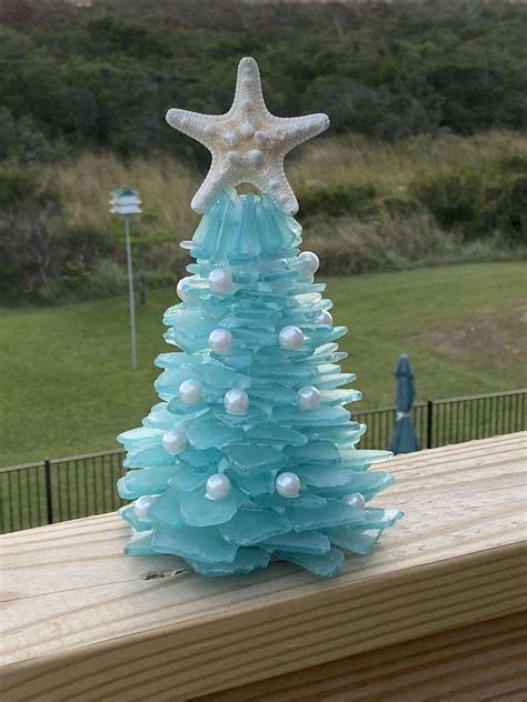 Genuine Sea Glass Tree With Lights Sea Glass Christmas Tree Glass Beach Christmas Tree