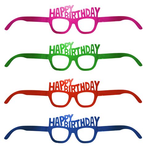 Multicolor Happy Birthday Paper Glasses For Wearing 8 Count